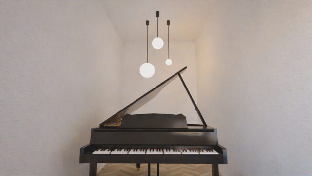 株式会社じょぶがSE構法を用いて建てた家にあるピアノ教室が開ける防音室のCGパースです。